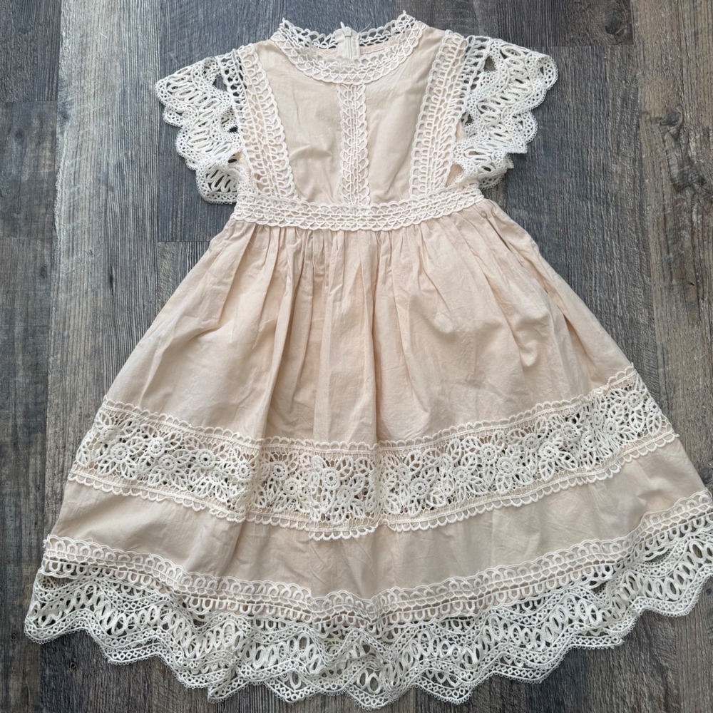 Trish Scully size 4 cream lace dress A4